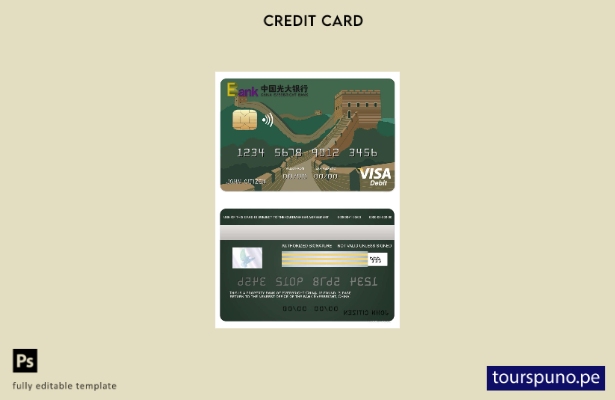 lista para imprimir la plantilla de tarjeta visa del banco Everbright de China